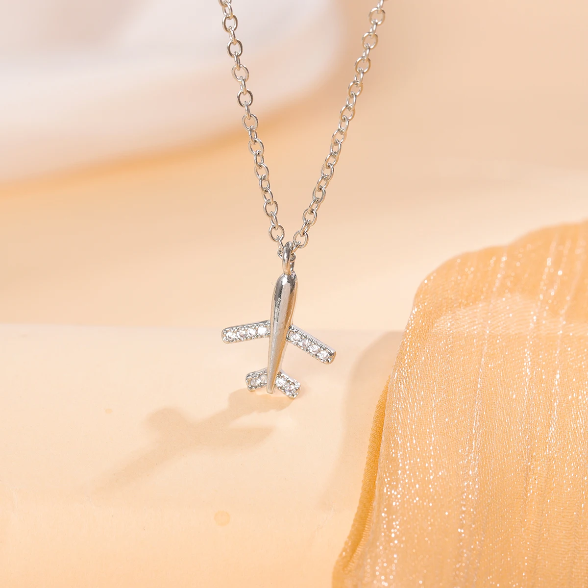 Collane a catena con clavicola aereo in argento Sterling 925 con aeroplano squisito di moda