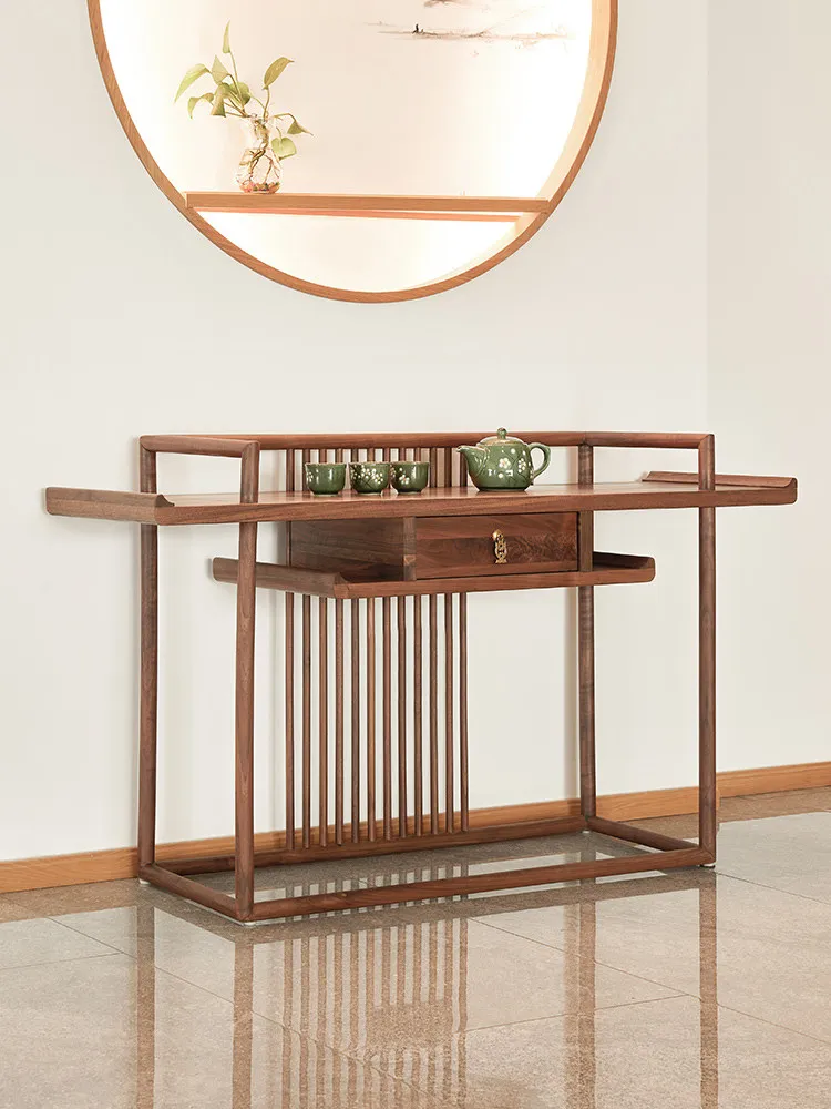 Yjq new Chinese-style entrance table enters the house against the wall Solid wood Chinese-style strip case Black walnut table