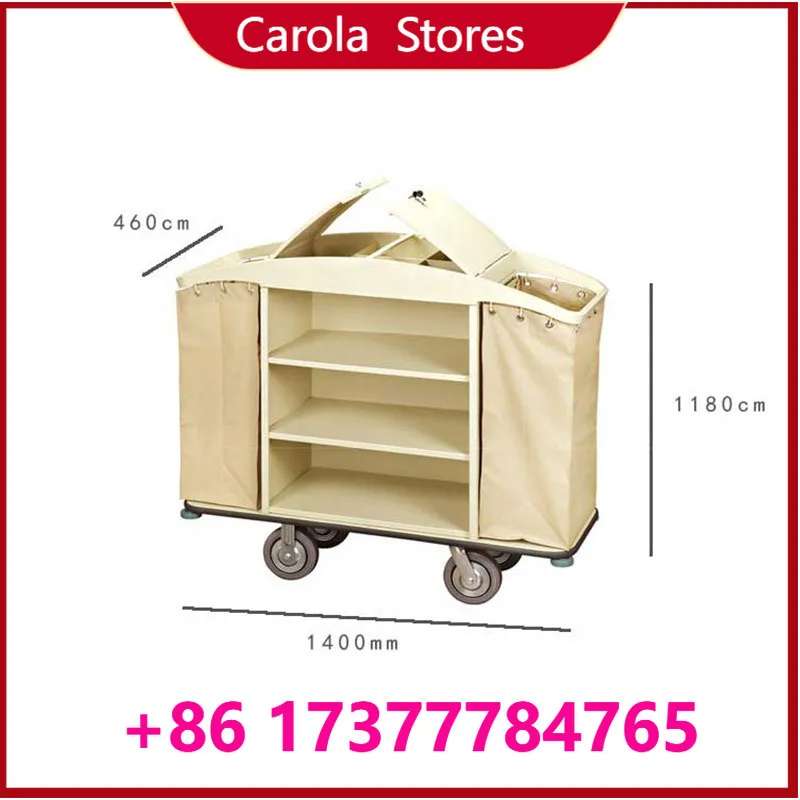 

Black Multi-function Hotel Room Service Cart Large Capacity Housekeeping Trolley for Hotel Resort Daily Cleaning Operation