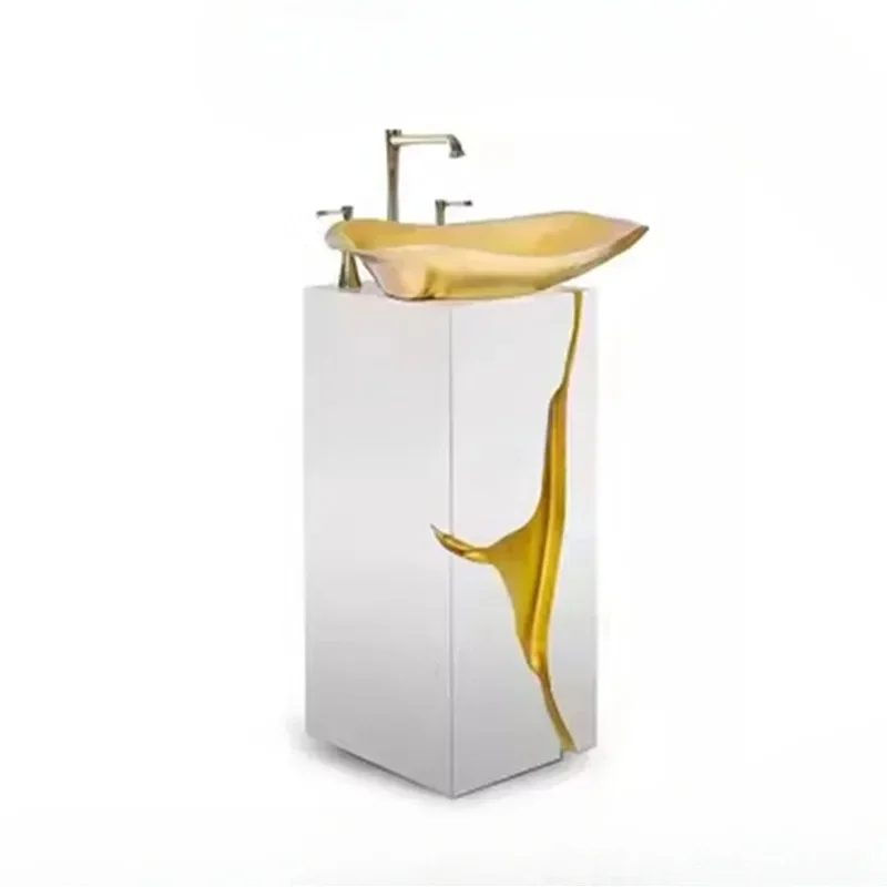 

Легкий роскошный бытовой стиральный стол из нержавеющей стали, высококачественный дизайн, встроенная колонна, металлический умывальник