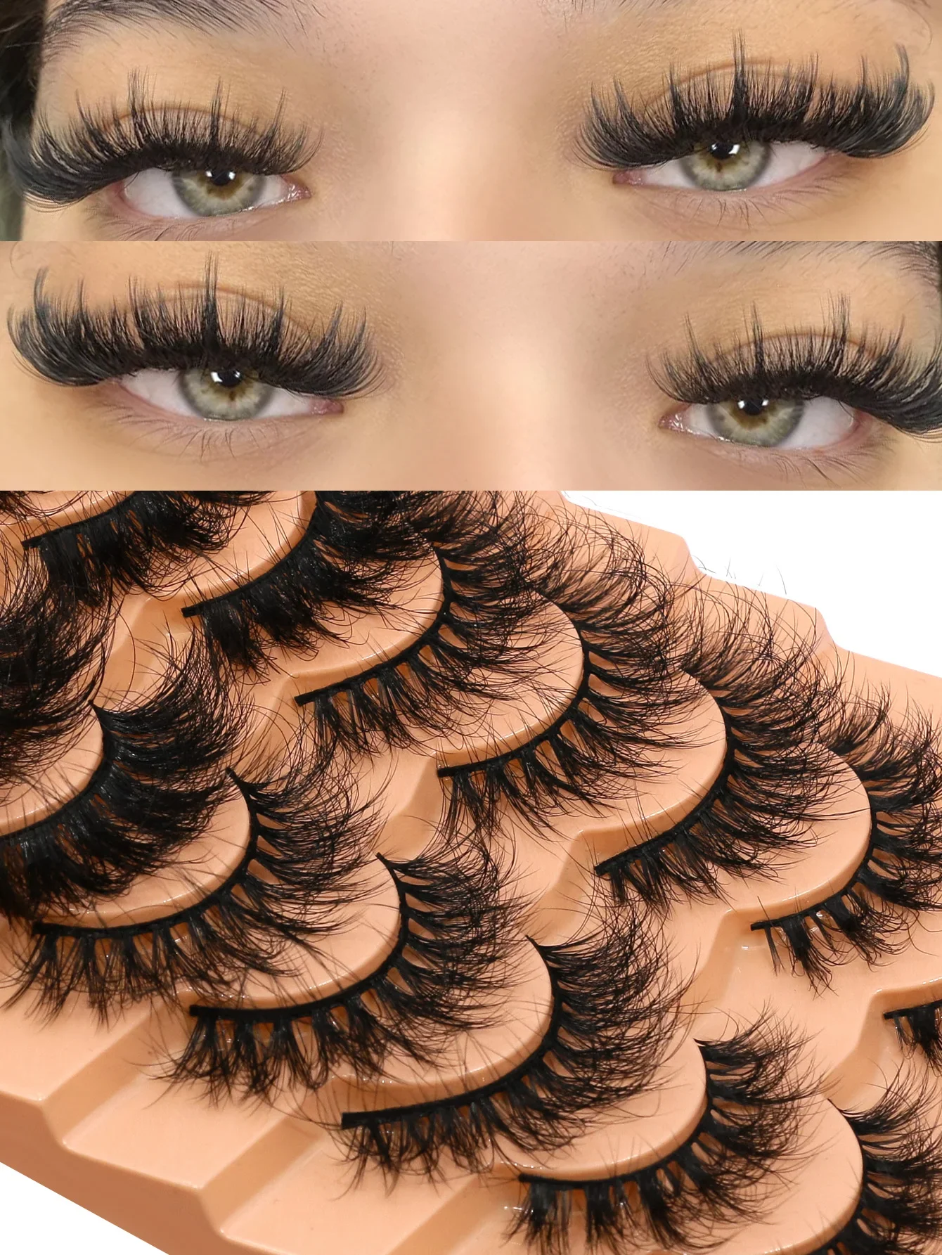 Cat Eyelashes Fluffy 3D Mink Eyelashes Natural Look False Lashes for Daily Party Wedding Lightweigh Reusable Makeup