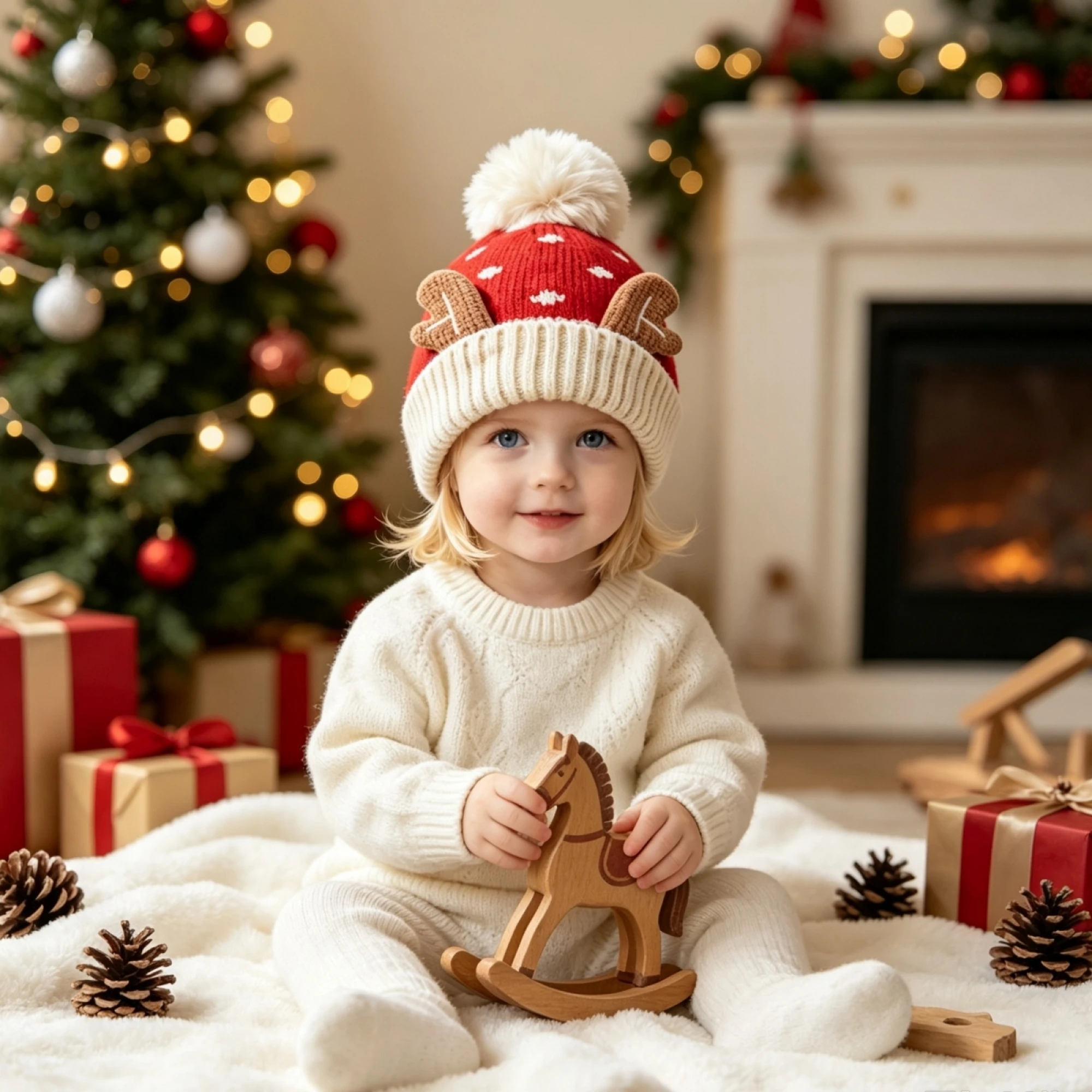 Kids' Reindeer & Snowflake Knit Hat — product detail 3