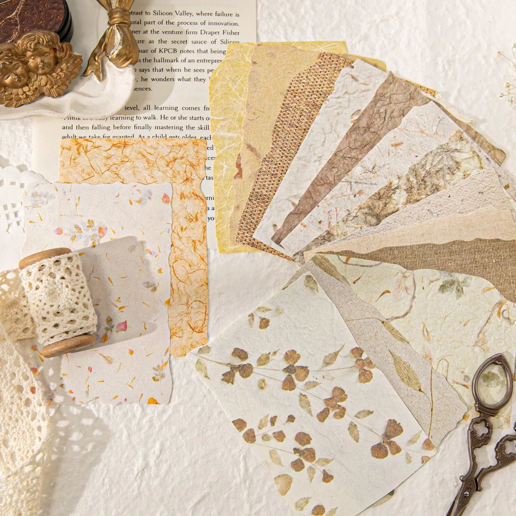 

Vintage Embossed Decorative Craft Paper Mixed Textured Paper Sheets for Scrapbooking Journal Collage Gift Wrapping