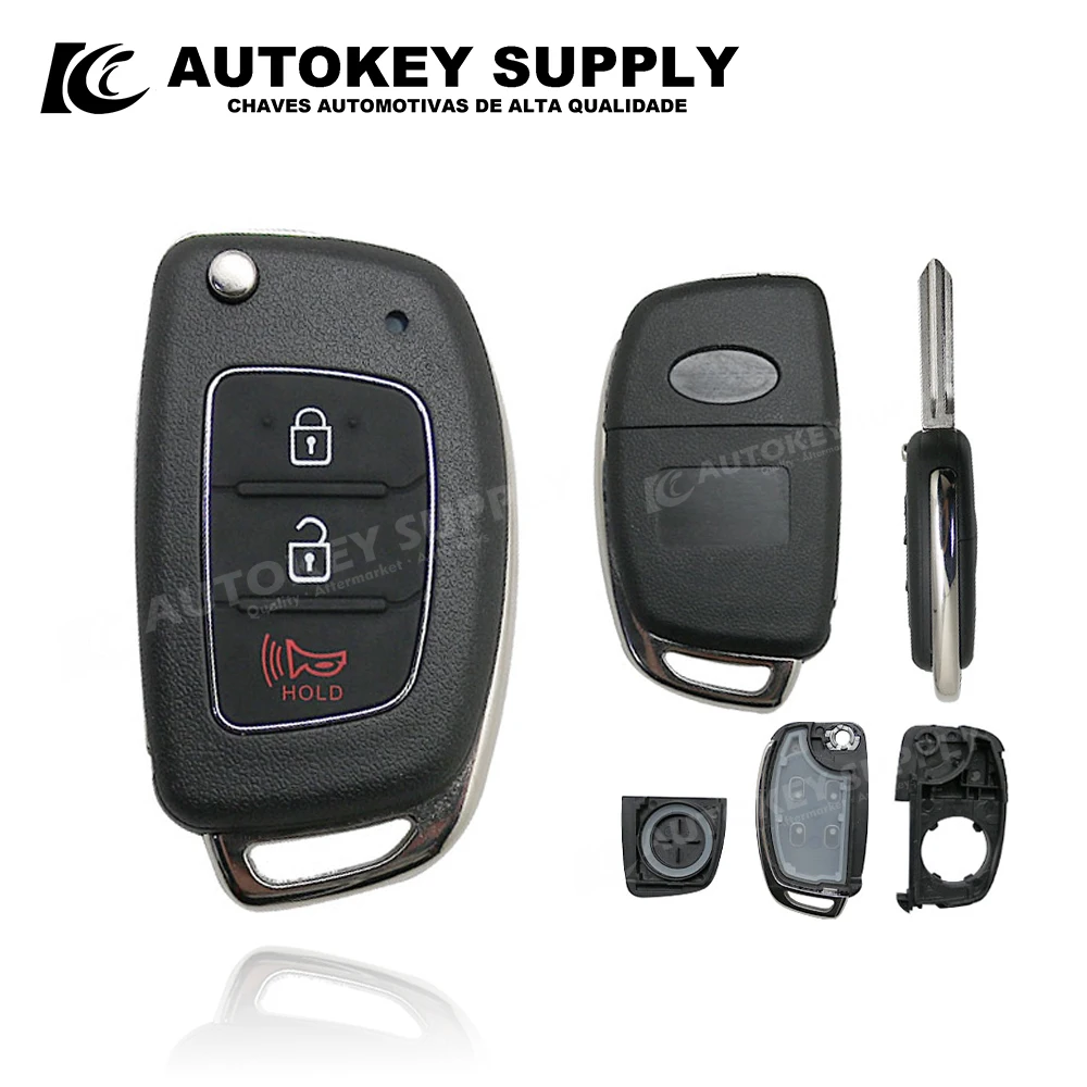 Autokeysupply AKHKF127 i10 i20 i30 Chiave telecomando a 3 pulsanti con tenuta in rosso per la nuova Hyundai