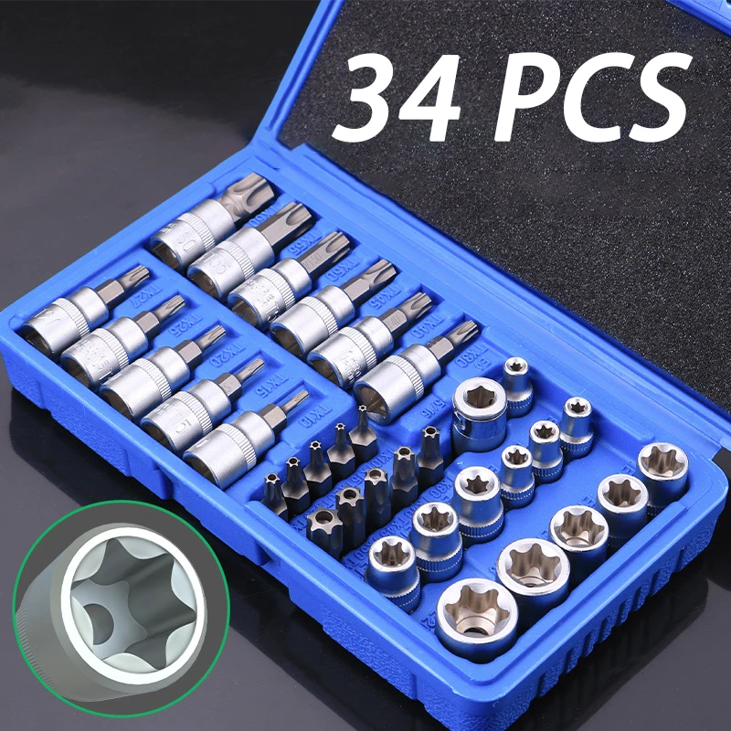 

34- шт. набор головок для мастерской, набор торцевых ключей, профессиональная втулка для ремонта автомобилей, многофункциональные инструменты для механика