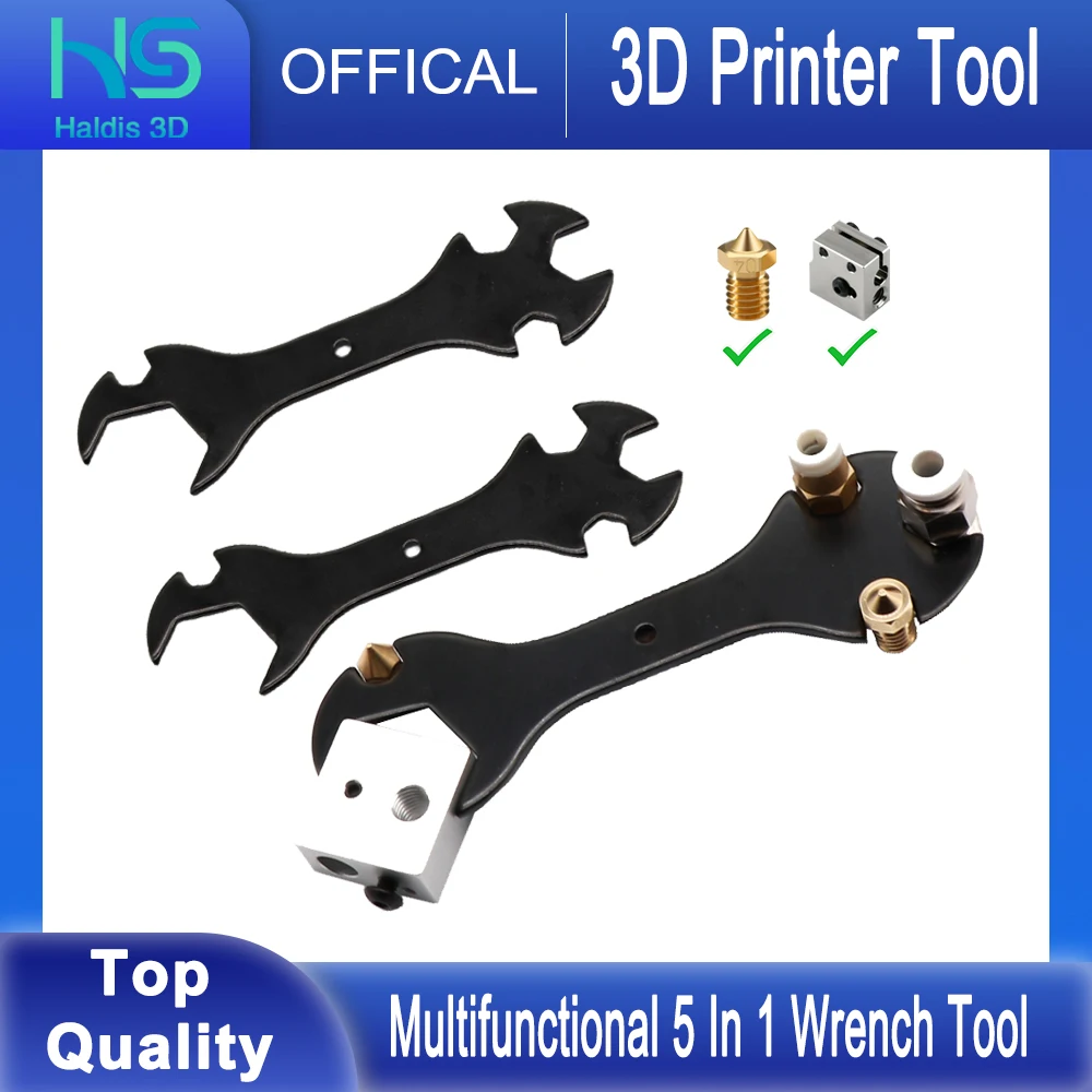 3D Printer Nozzle Tool 5in1  Screw Nut Multi-Function Wrench 6/7/8/9/20mm for K1C Nozzles Mini Spanner Throat，Heater Block Tool