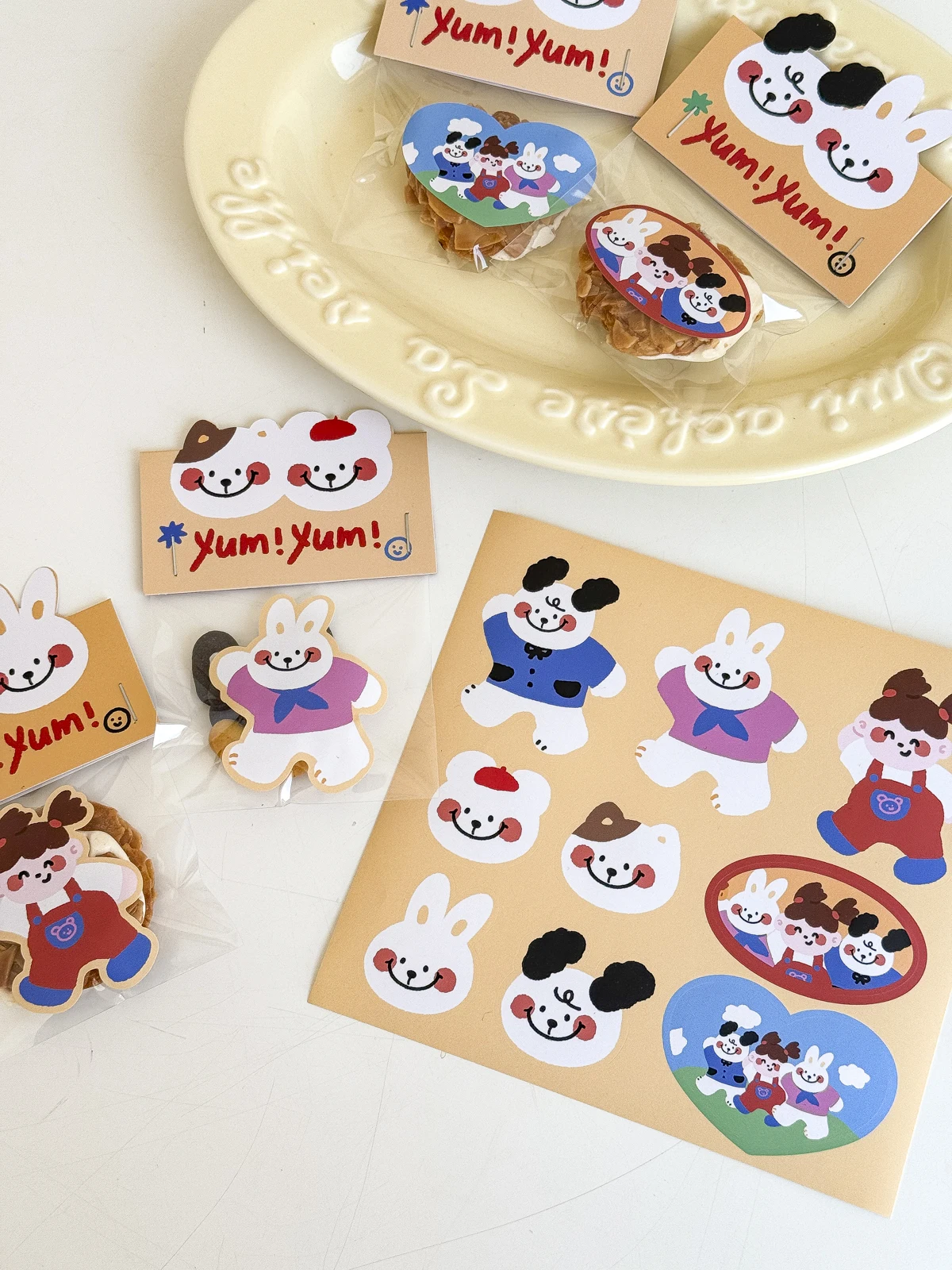 

Наклейки-декорации для упаковки печенья и кондитерских изделий: маленькие животные, несмываемые, самоклеящиеся, C48, базовый набор