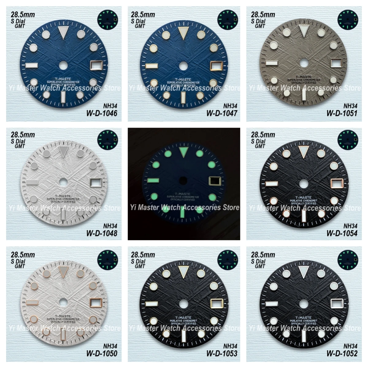 

28.5mm S Logo High-Quality Meteorite Dial GMT Dial Fit NH34 Japan Movement Green Luminous Watch Modified Accessories