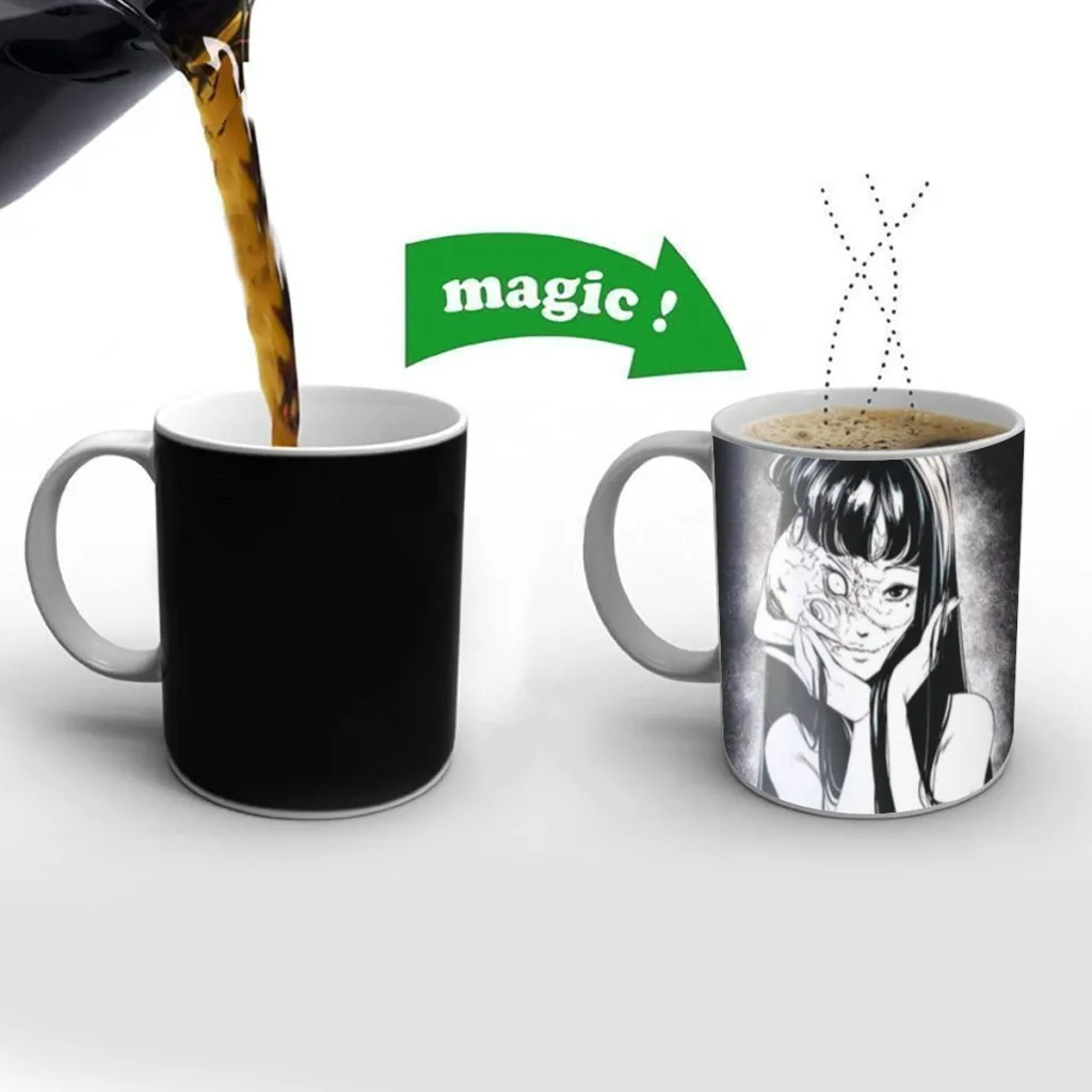 Junji Ito Tomie Kawakami Anime Coffee Mugs Cup Color Changed Mug Heat Sensitive Tea Cup Coffee Mug Gift Mug Drop Shipping