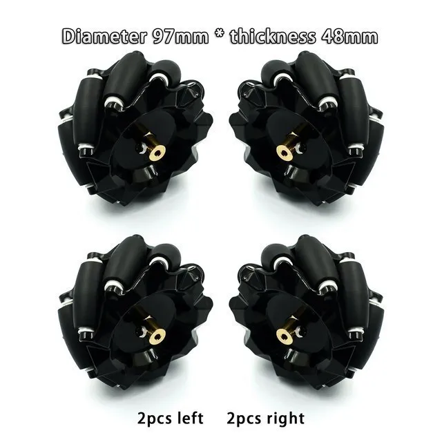 ZIBOXI Roue Mecanum omnidirectionnelle for moteur TT, voiture Robot intelligente avec moyeux de 3mm 6mm, 60mm 65mm 80mm 97mm, 4 pièces/lot ( Color : 80mmtire-6mmcoupling