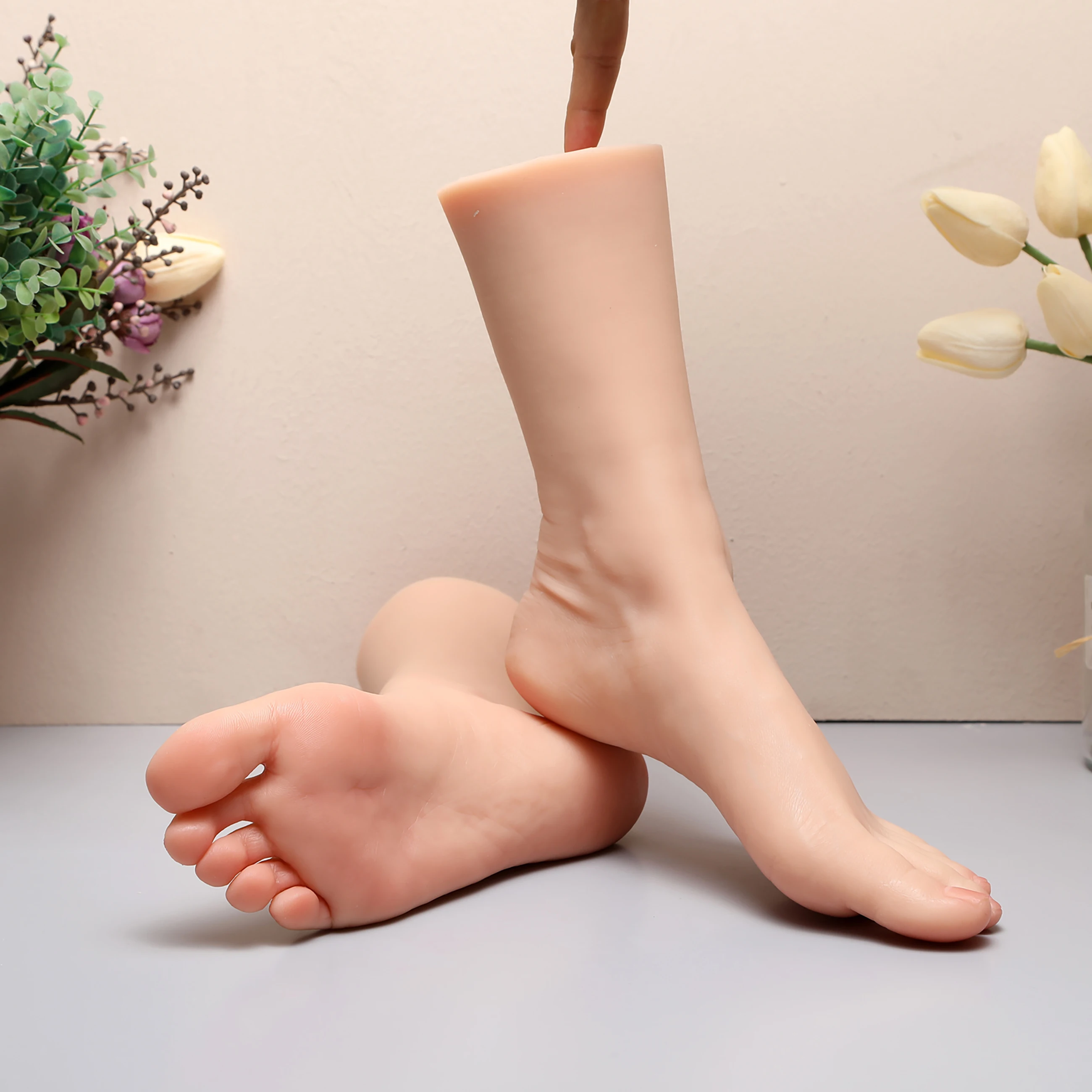أنثى سيليكون نموذج القدم محاكاة وهمية الإنسان القدم الوثن الأحذية والمجوهرات عرض رسومات أظافر وهمية الممارسة 1:1 حجم TG4000