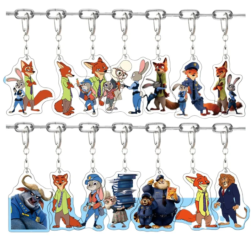 

Zootopia 2 Acg Peripherals Fox Nick Figure Bag Accessory Rabbit Judy Acrylic Keychain Cute Director Niu Couple Gifts