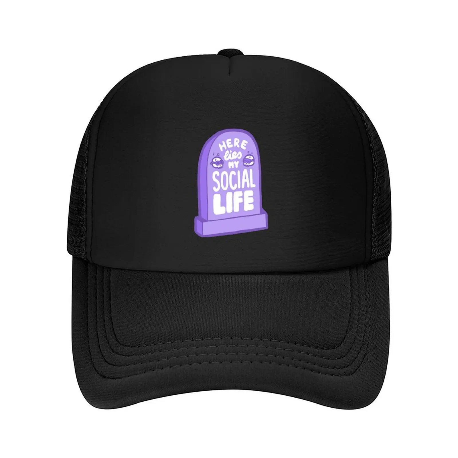 

Here Lies My Social Life in Lilac Baseball Cap Hat Man For The Sun hard hat Trucker Hat fishing Men Luxury Brand Women's
