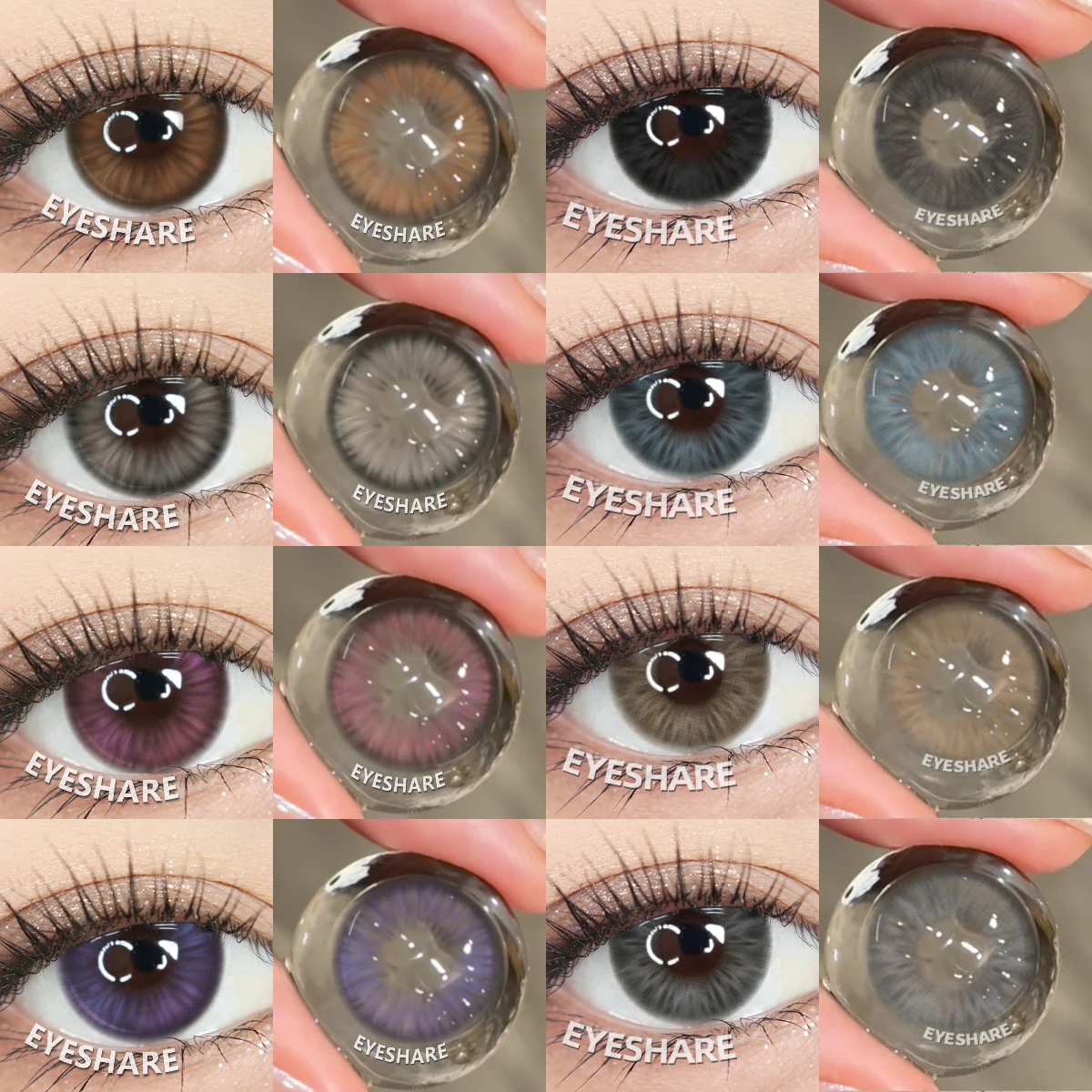 EYESHARE 1 Paar farbige Kontaktlinsen für Augen, natürliche braune Augen, Kontakte, Kosmetik, grüne Augenfarblinse, graue Linsen für Damen
