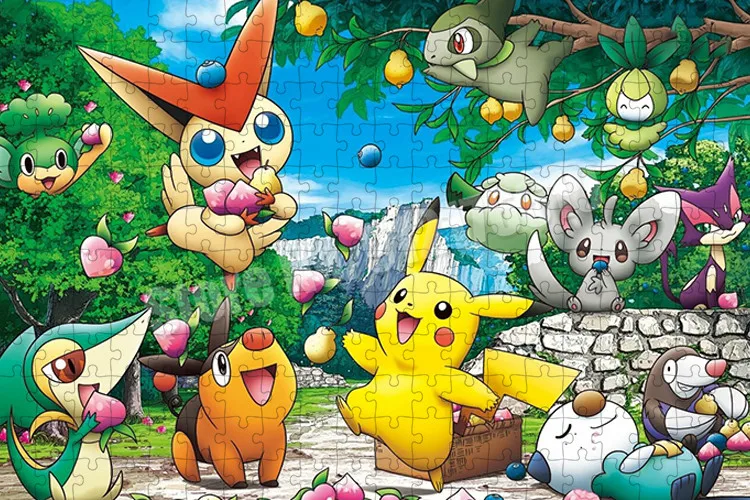 Puzzle en Bois Pokémon Pikachu à Assembler pour Enfant, Jeu de Famille, Dessins Animés, Idée Cadeau, 1000 Pièces