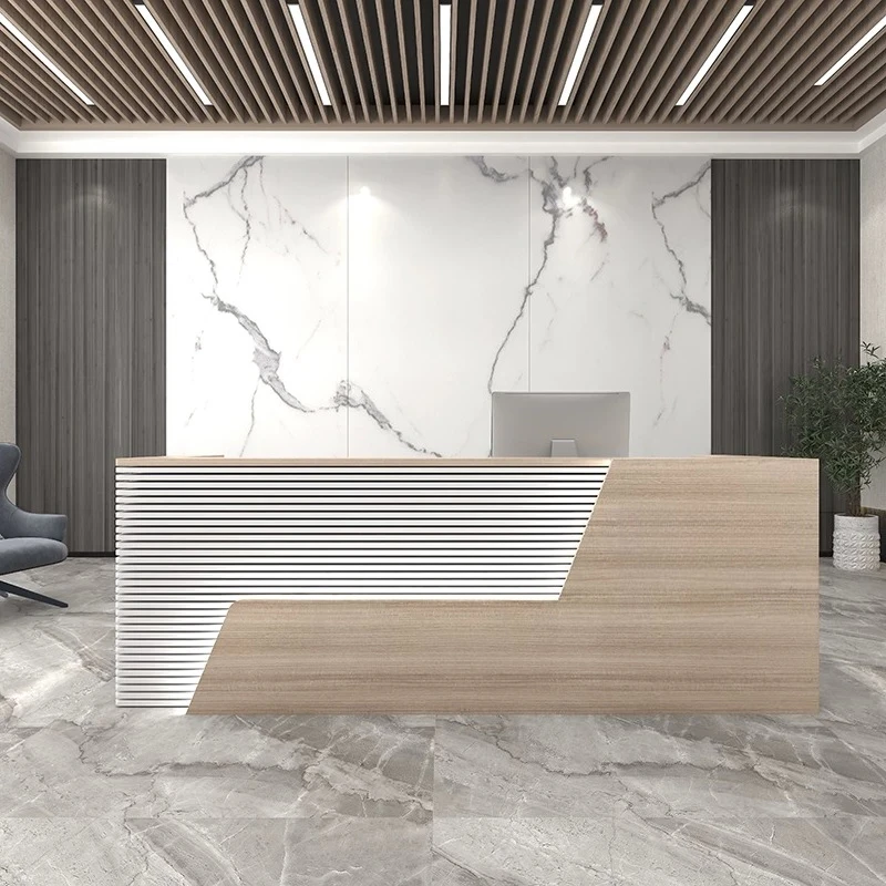 Modern High-end Marble Front Desk Nordic Creative Hotel Company Reception Counter Commercial Furniture Balcao Recepção FYRD