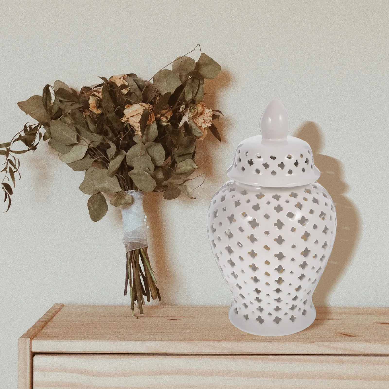 

Ceramic Hollow Out Flower Vase for Home Garden Decor Wedding Party Decoration Modern Artificial Floral Arrangement Planter