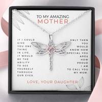 Dragonfly Necklace For Mom Gift With Gift Box Card Dragonfly Necklace ，Gift for Mom，Mom's Birthday, Mother's Day, Christmas Gift