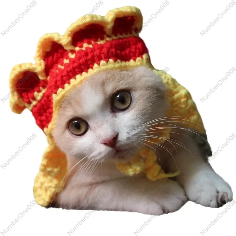 

Pet Costume Hat for Cats and Dogs, Knitted Animal Headgear, Funny Cosplay Prop, Transformative Pet Accessory