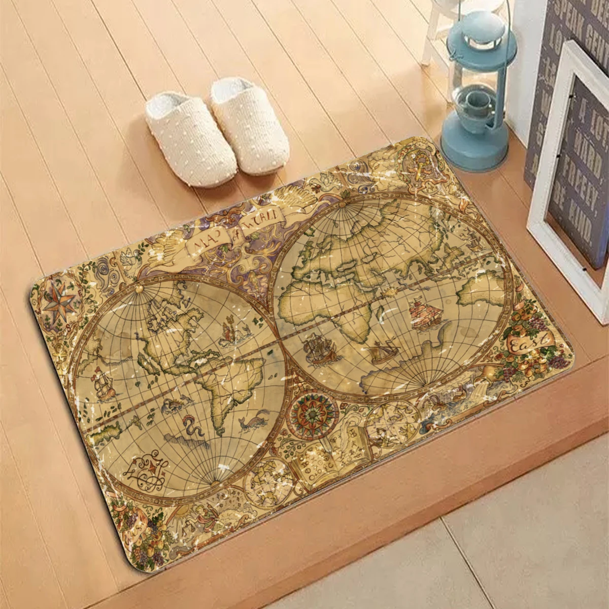 Ancient History Map Pattern Anti-Slip Carpet Door Mat Doormat Outdoor indoor Non-Slip Floor Mats Area Rug