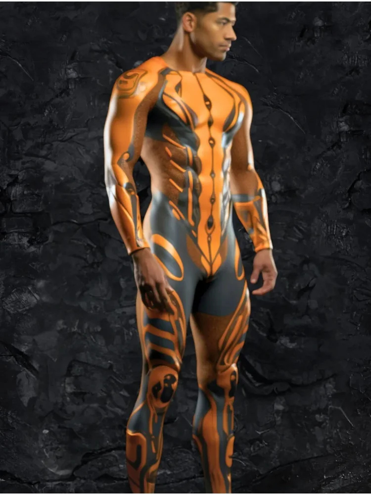 Halloween Smart Künstlerisches Kostüm Herren Technologie-Strumpfhose Karnevalsparty-Strumpfhose Bühnenauftritts-Jumpsuit Stretch-Bodysuit – Detail 5