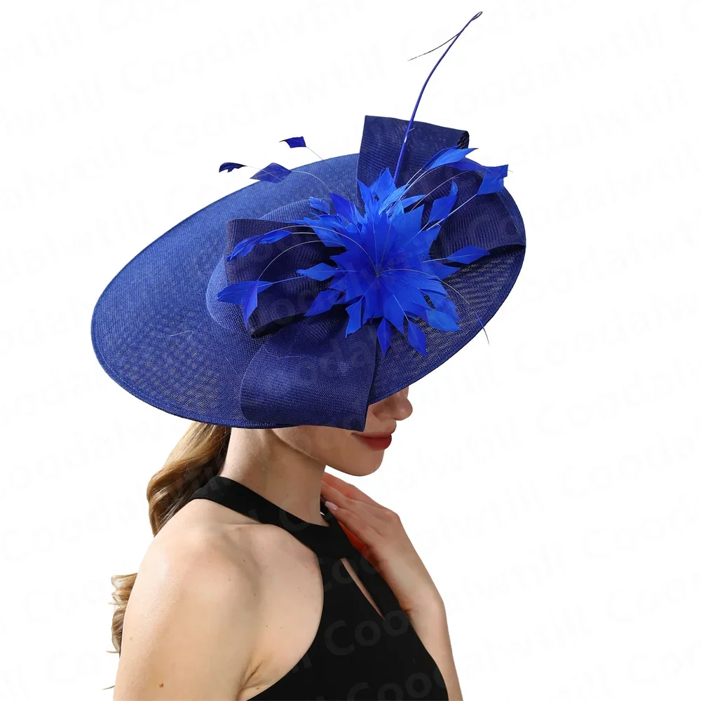 Kentucky Derby Big Fascinator Feather Hat Women Wedding Pillbox Fascinators Hat With Headband Ladies Elegant Party Chapeau Cap