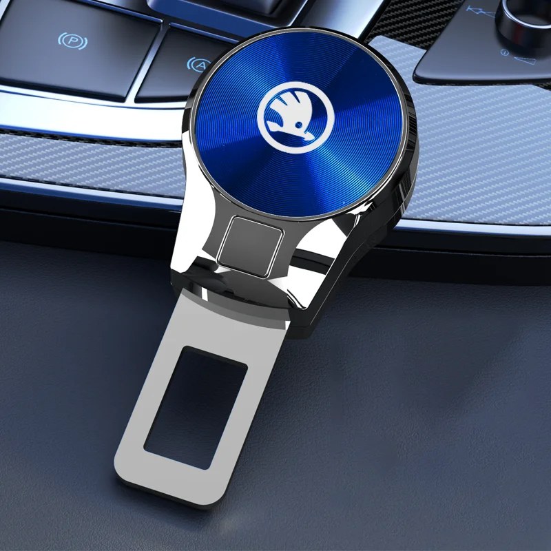 

For Skoda Automotive Seat Belt Extender Zinc Alloy Plug CD Texture Full Model General Automotive Accessories Car Jewelry