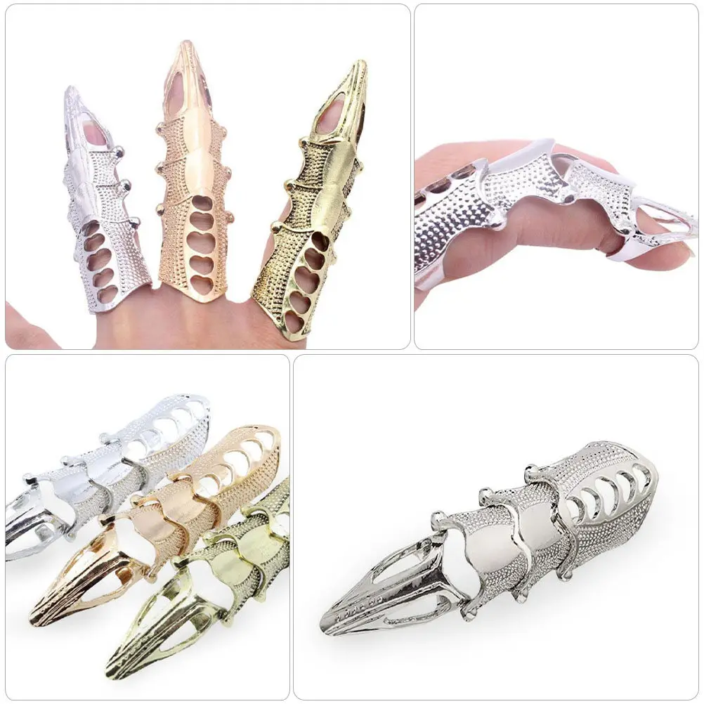 3Pcs Metal Hollow Finger Nail Rings Alloy Fingertip Protection Rings for Belly Dance Cosplay Finger Nail Ring