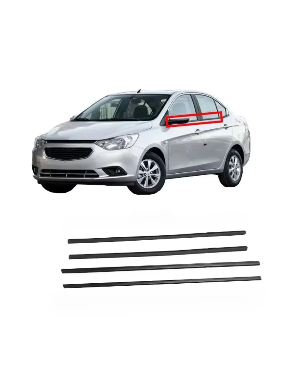 4-częściowa gumowa uszczelka zewnętrznego szyby do Chevrolet Sail Sedan 2015-2020 Uszczelka do szkła Zewnętrzna gumowa taśma laminowana — zdjęcie 2
