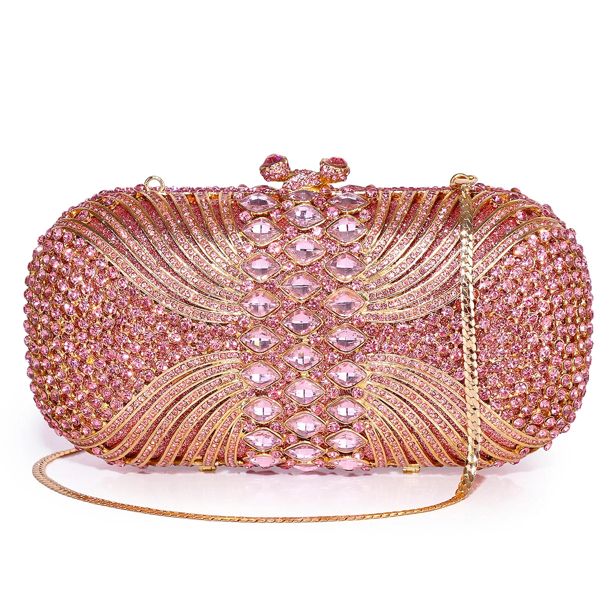 

Women Hollow Out Pink Diamond Handbag Crystal Stone Birthday Dinner Gala Bag Wedding Party Bridal Banquet Cocktail Purse