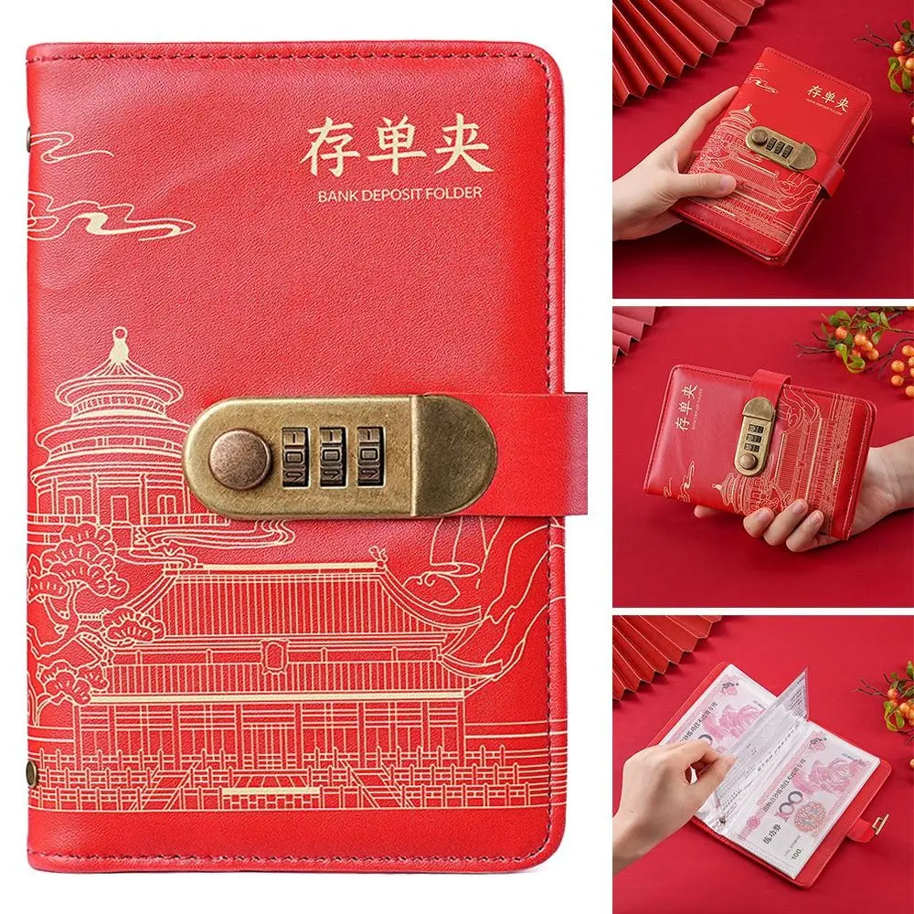 With Password Lock 100 Envelopes Money Saving Challenge Save Money Large Capacity Savings Binder Portable PU