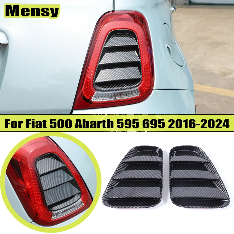 

For Fiat 500 Abarth 595 695 2016-2024 Car rear tail light decorative panel cover ABS piano black Exterior accessories