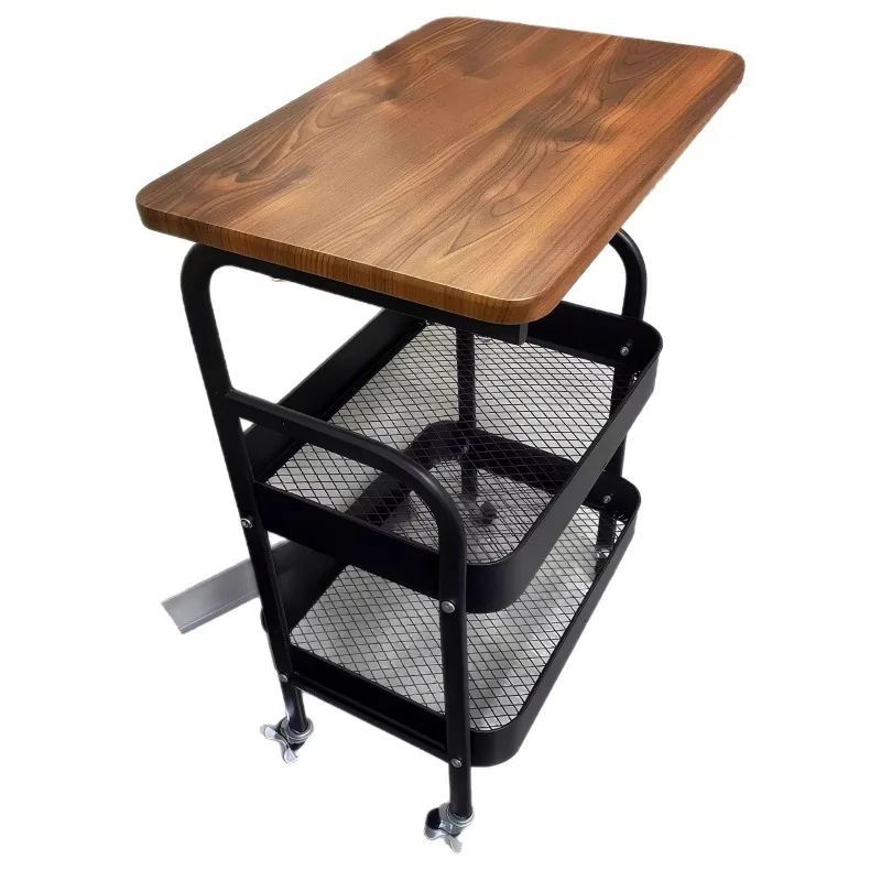 Sofa Corner Table Modern Rustic Teacup Side Table Cart Tea Table Living Room Vintage Style Storage Rolling Nightstand Lounge