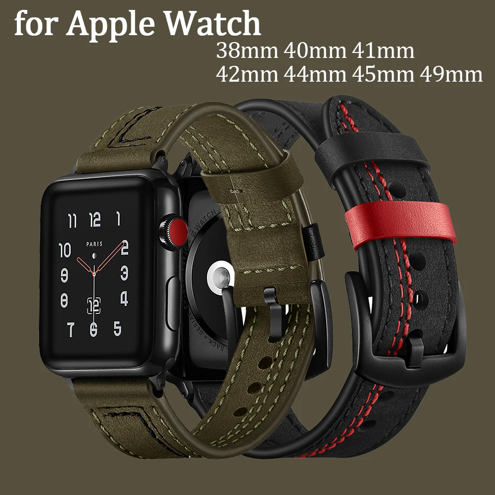 Vintage Leather Smart Band For Apple Watch Series 8 7 6 5 4 Se Ultra 4138 42 45mm 49mm 40mm 44mm Strap Watchband For Iwatch 8 7