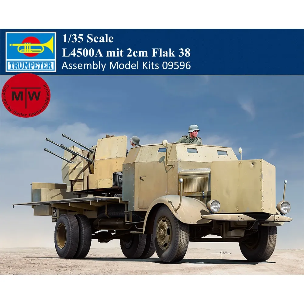 Trumpeter 09596 1/35 Scale L4500A mit 2cm Flak 38 Military Plastic Assembly Model Kits