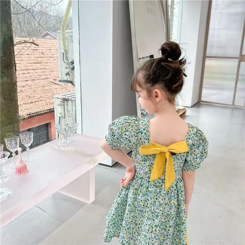 Girls' Dress Korean Version Child Kawaii New Style Casual Clothing Summer Princess Dress Baby Girls Stylish Coat Tops Jumper Fur