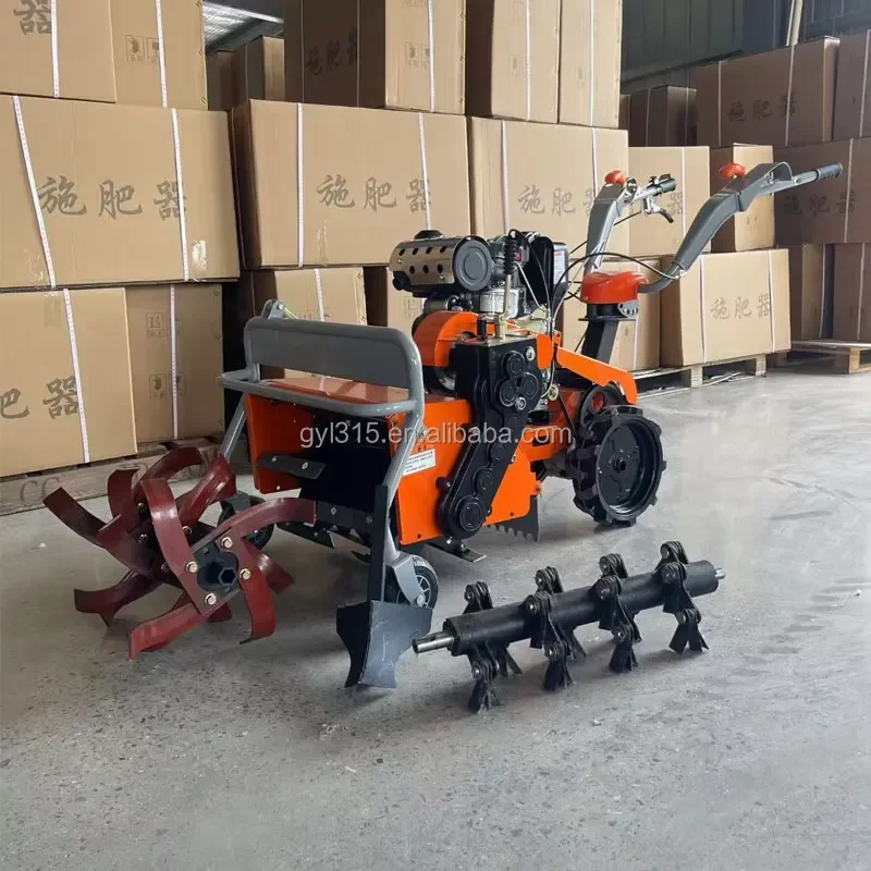 Guoyoule Multifunctional Diesel Engine Farm Cultivator Gear Drive High Productivity Agricultural Rotary Tiller Grass Shredder