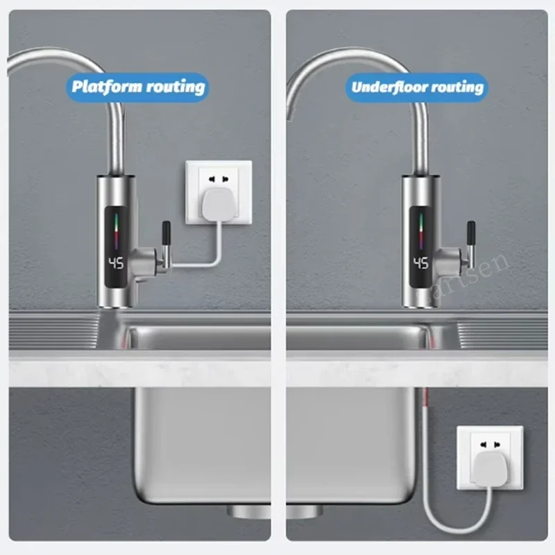 3000 واط 220 فولت الكهربائية المطبخ سخان المياه الحنفية لحظة الساخن مياه الفولاذ المقاوم للصدأ صنبور سخان صنبور التدفئة الباردة #6