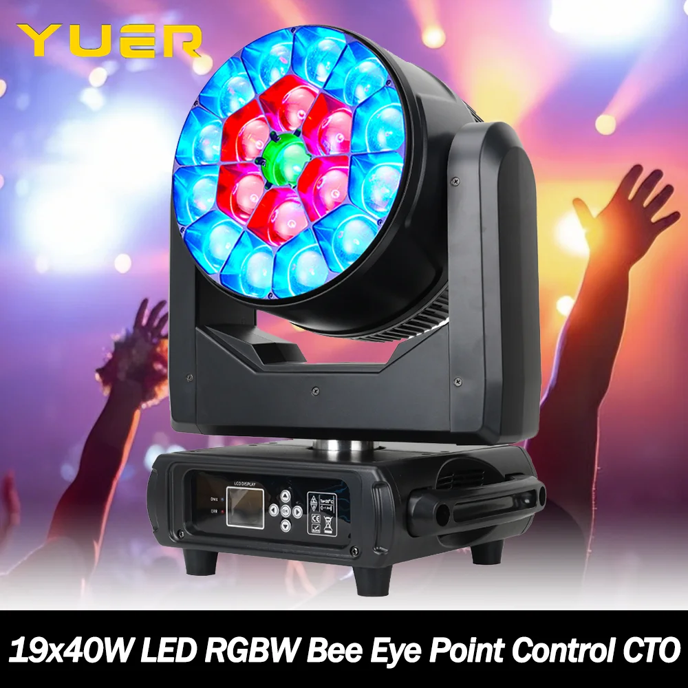 19x40w LED RGBW Bee Eye Point control Zoom Moving head light with CTO Wash effect DMX512 RDM for DJ Disco party bar nightclub