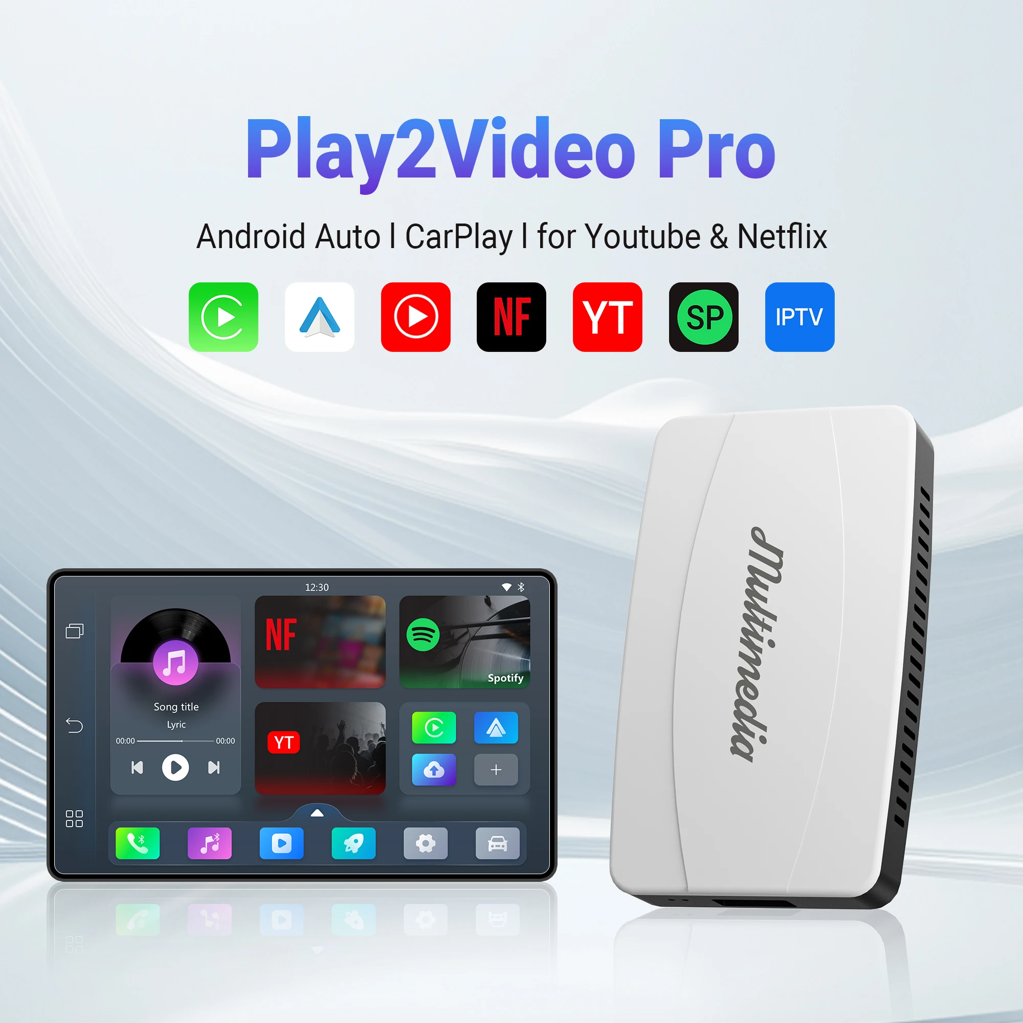 Reproductor de vídeo inalámbrico CarPlay, adaptador automático Android para Youtube, Netflix, reproducción de vídeo, accesorios para coche, caja