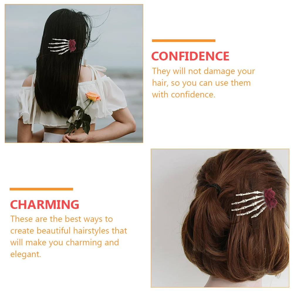 

2 шт., заколки для волос с черепом, прочные заколки для волос на Хэллоуин, вечерние зажимы для волос, легко носить с собой, заколки для волос с черепом, вечерние головные уборы