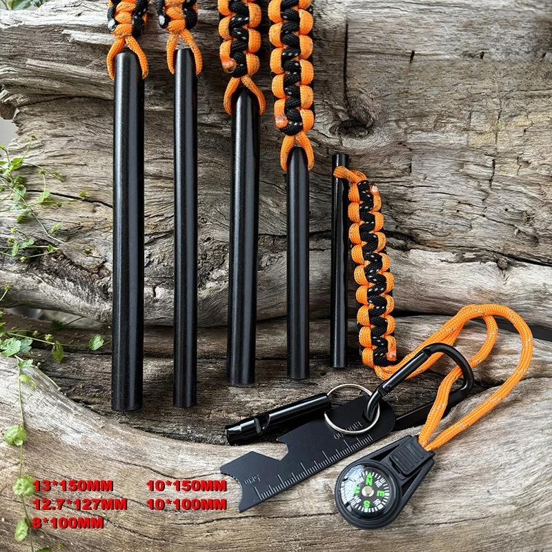 Bear Grylls Survival Fire Starter Magnesium Flint Rod, tragbares Notfall-Firesesteel-Set, Kompasspfeife für Camping, Wandern, Werkzeug