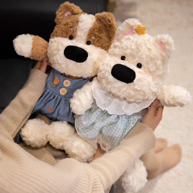 Kawaii West Highland White Terrier giocattoli di peluche simpatico cane bianco con vestiti accessori bambola divertente regalo di compleanno