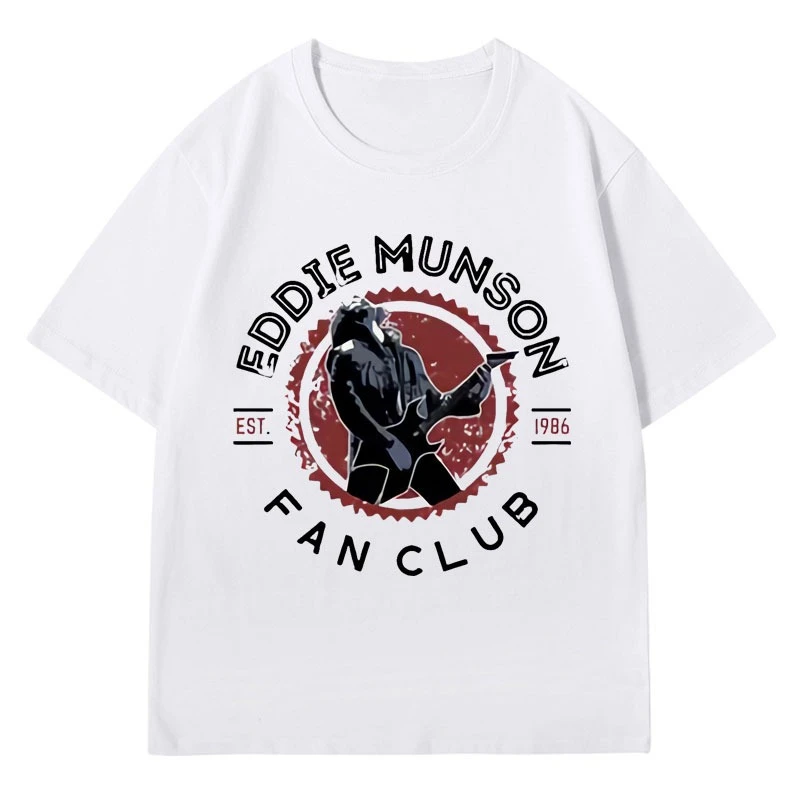 

2026 Hip Hop Eddie Munson Fan Club Merch T Shirt Men Women Clothes Demogorgon Cannibal Flower Monster T-shirt Short Sleeve Stree