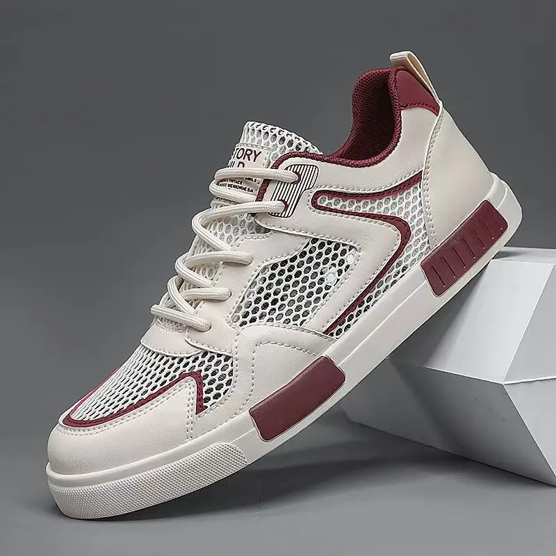 Men Big Size Mesh Hollow Out Casual Board Shoes Summer New Soft sole Non Slip Breathable Lace Up Adolescent Casual Sneakers