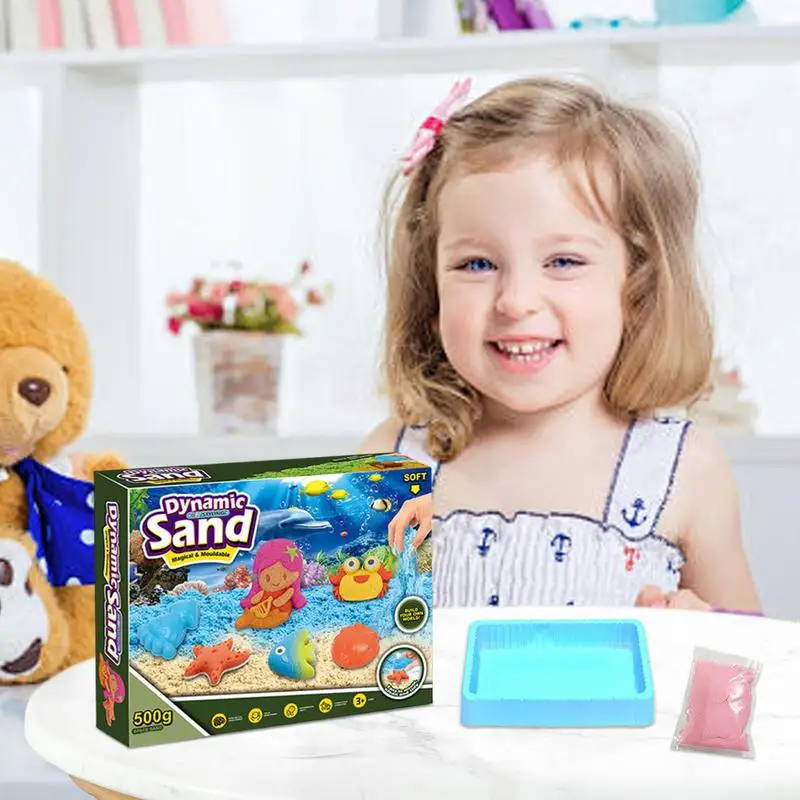 Sensory Play Sand Art Kit Moldable Sensory Sand Set for Girls Goodie Bags Kids Sensory Sand for School Home Indoor Outdoor