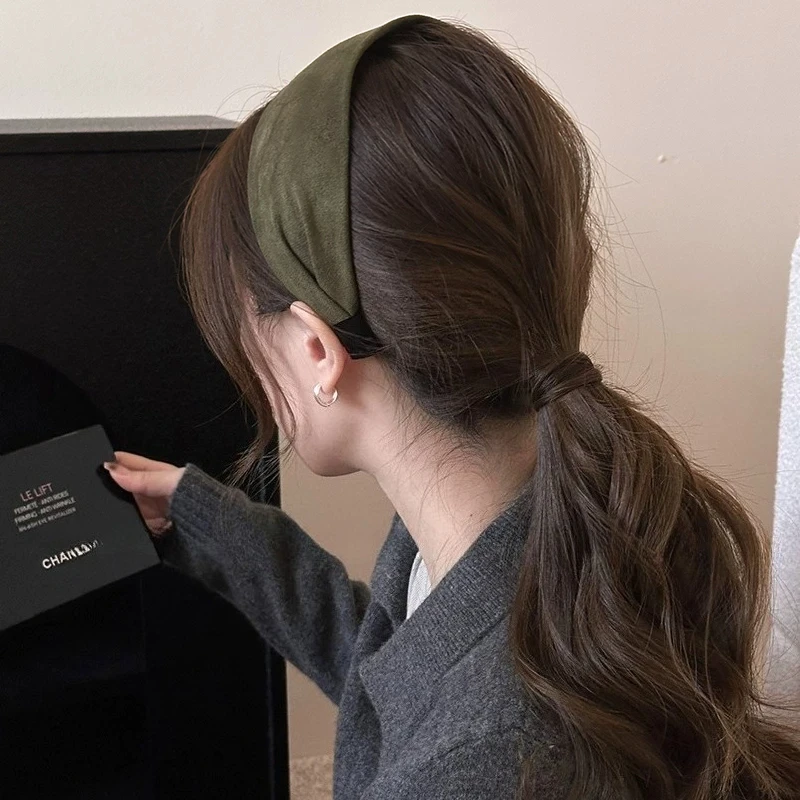 스웨이드 헤어밴드 넓은 논슬립 디자인 여성용 무압력 헤어밴드 일상 사용 세안용 헤어 선물