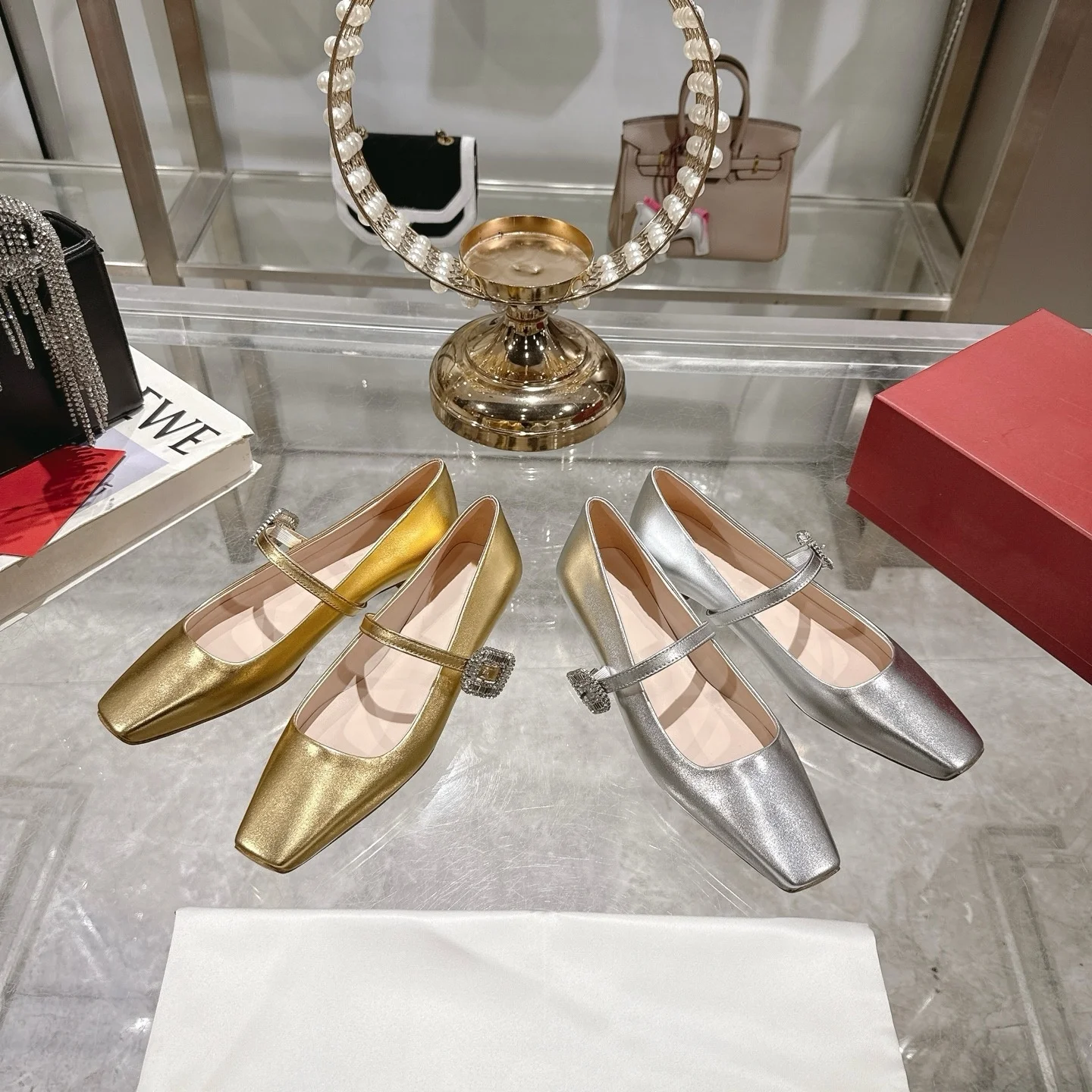 

2025 Elegant and Fashionable Versatile Square Buckle Rhinestone Strap Mary Jane Shoes