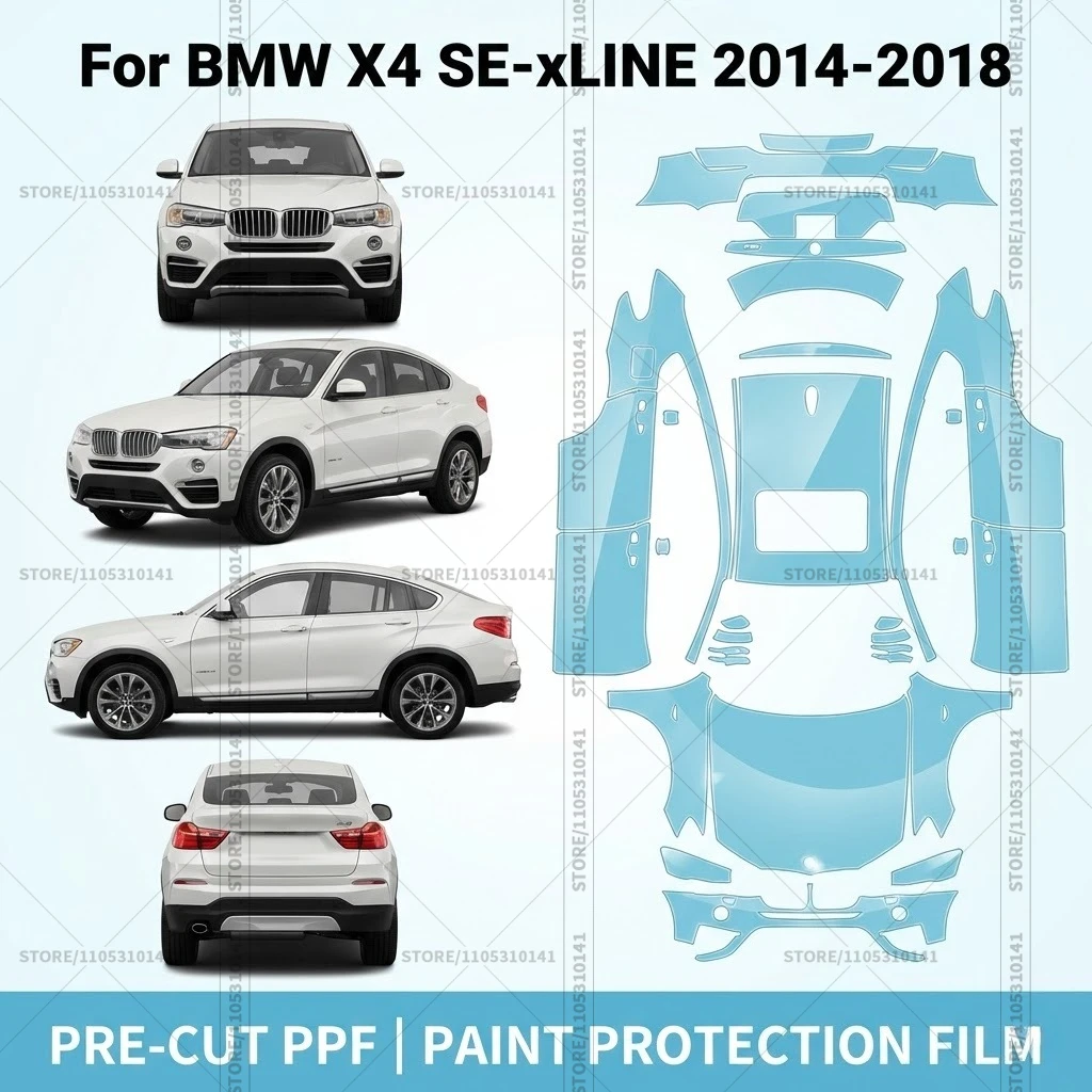 

Предварительно нарезанная прозрачная защитная пленка PPF для автомобилей, профессиональная пленка для полной оклейки кузова BMW X4 SE-xLINE 2014-2018