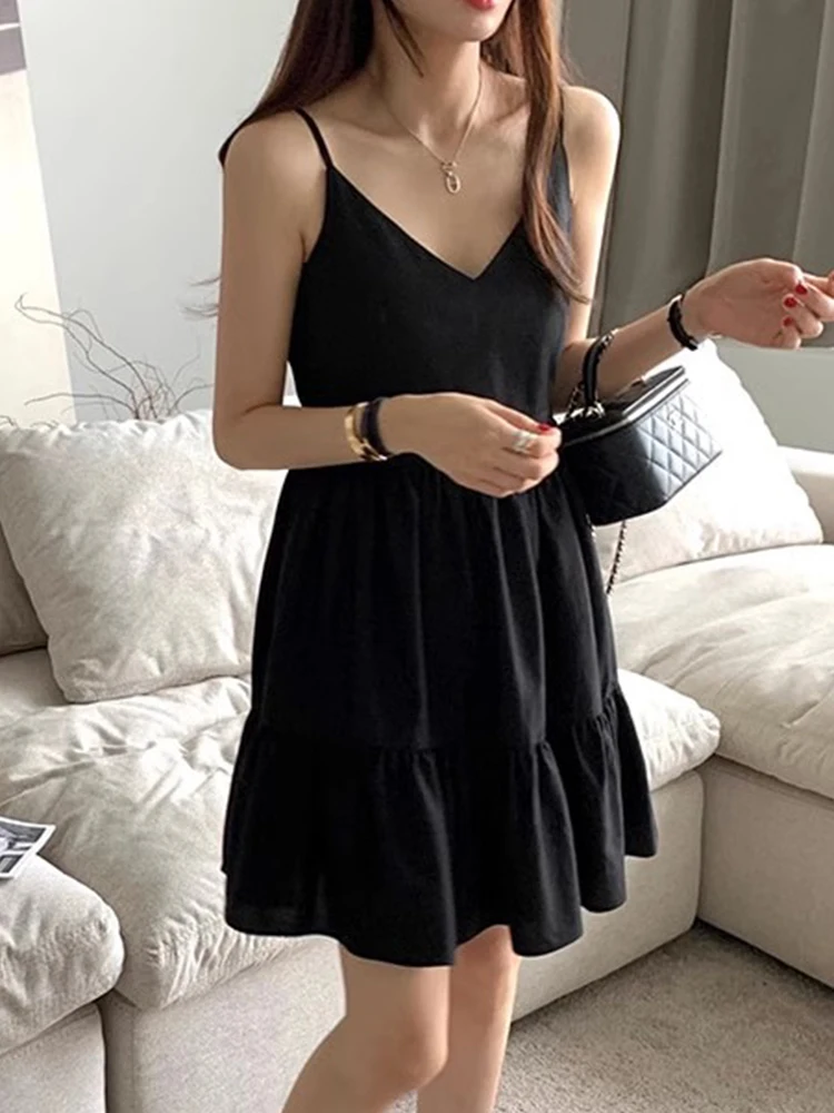 

Женское мини-платье с V-образным вырезом, без рукавов